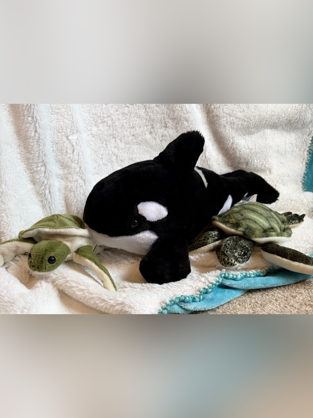 Orca Whale and Two Sea Turtle Plush Stuffed Animals Bundle